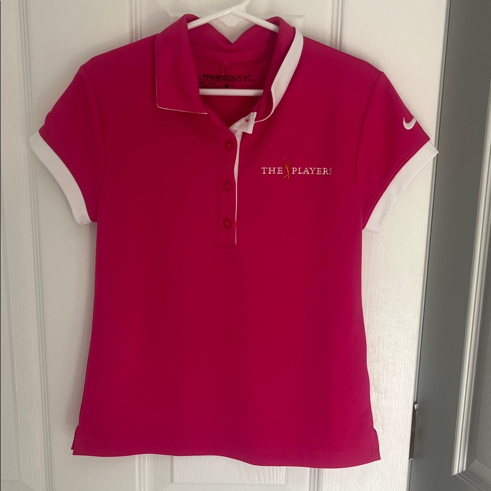 Nike Girls' Pink Polo with White Trim - The Players Logo